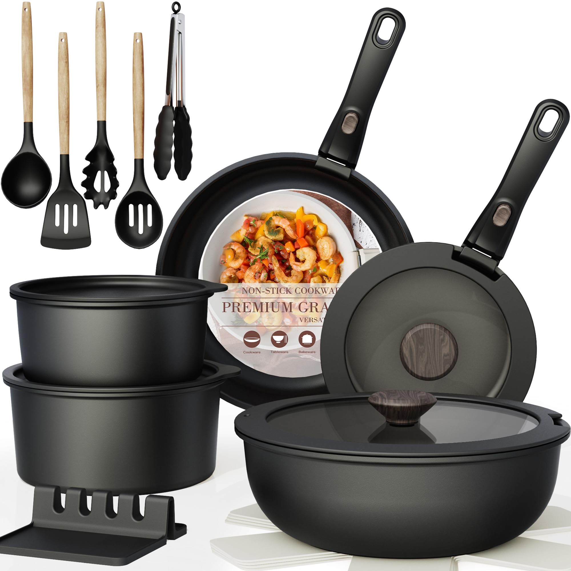 Astercook front packaging showing full 21-piece set and compact layout benefits