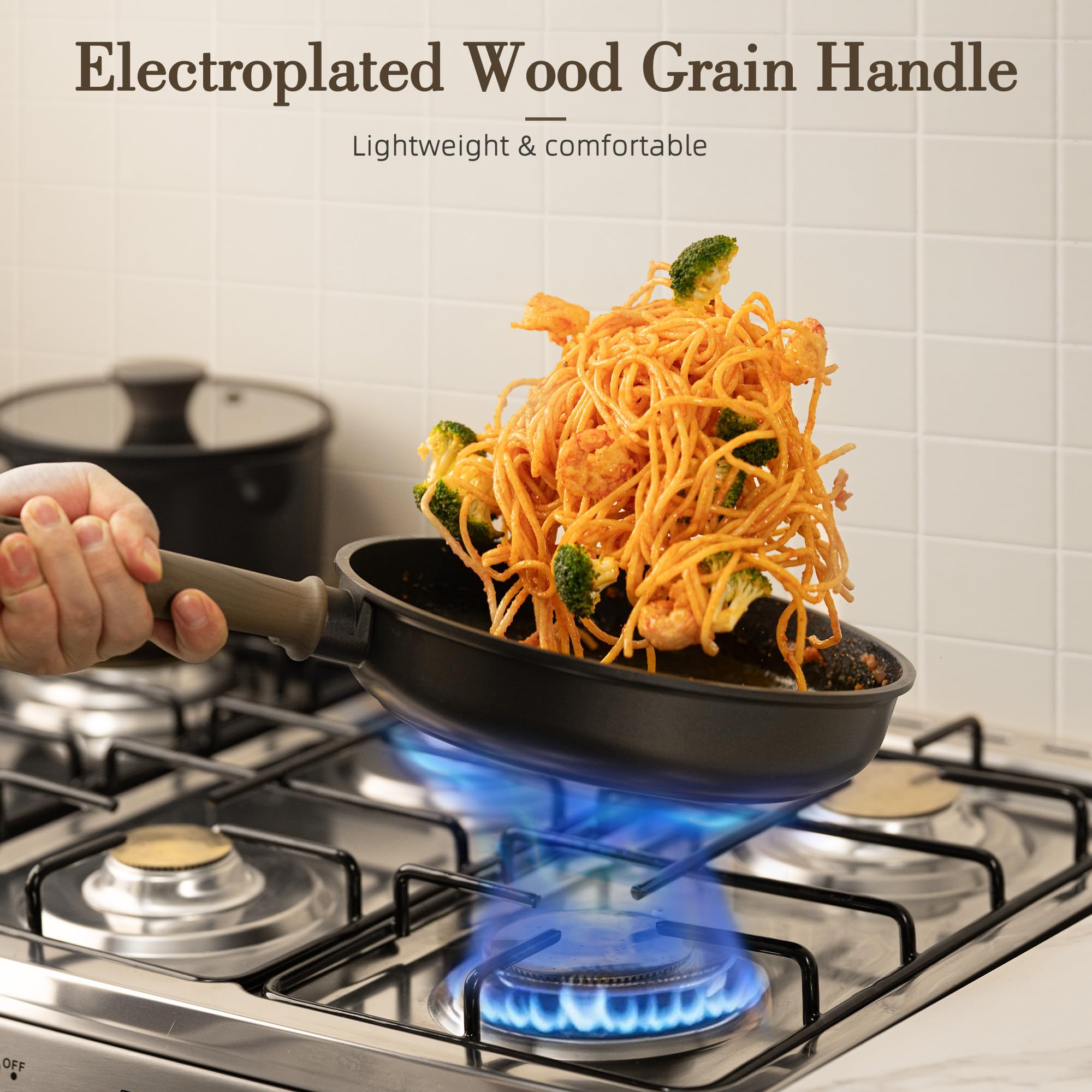 Astercook frying pan on induction cooktop demonstrating fast even heating