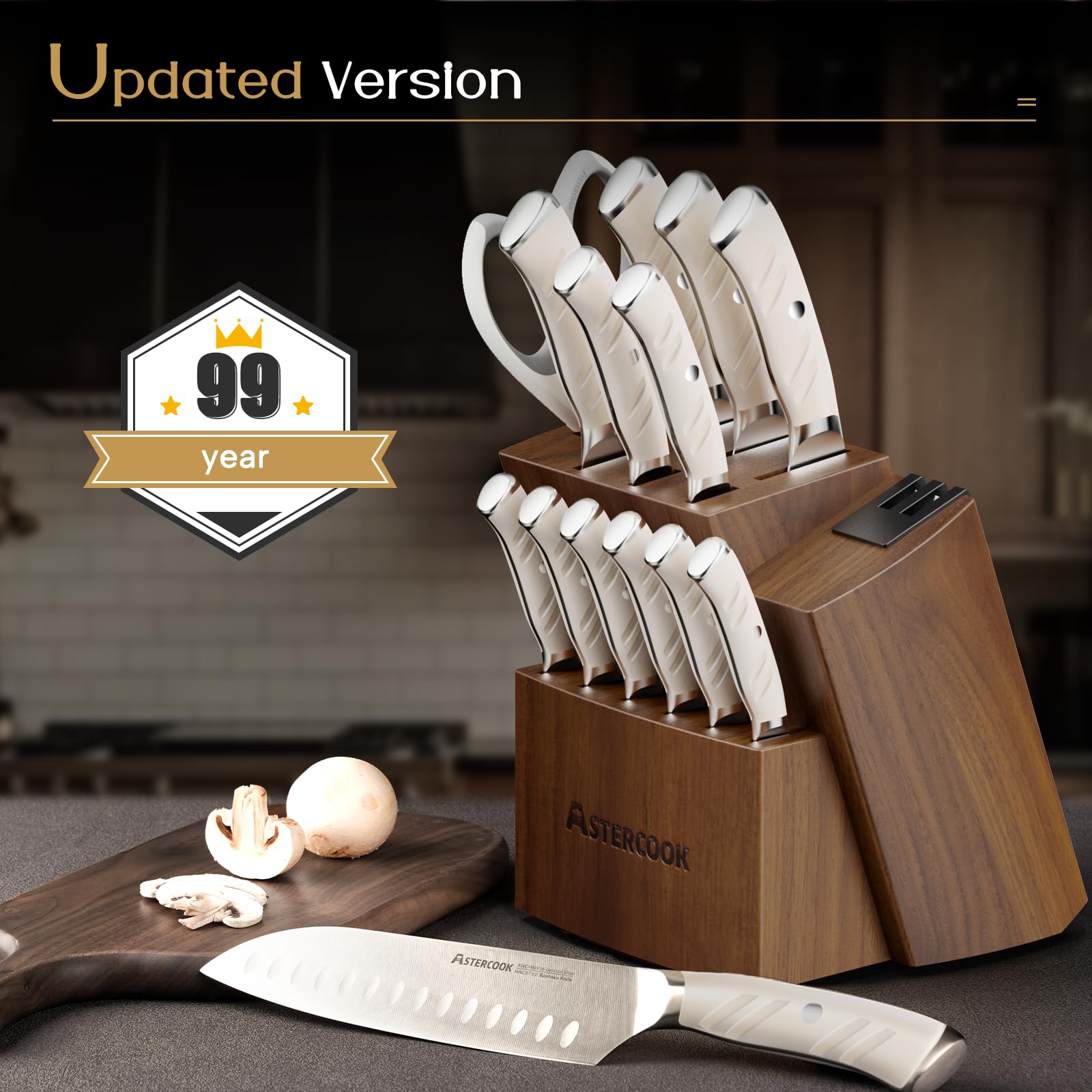 Astercook lifestyle kitchen counter display presenting elegant white finish and decor upgrade