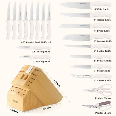 Astercook knife set styled in a modern kitchen showing aesthetic upgrade benefit