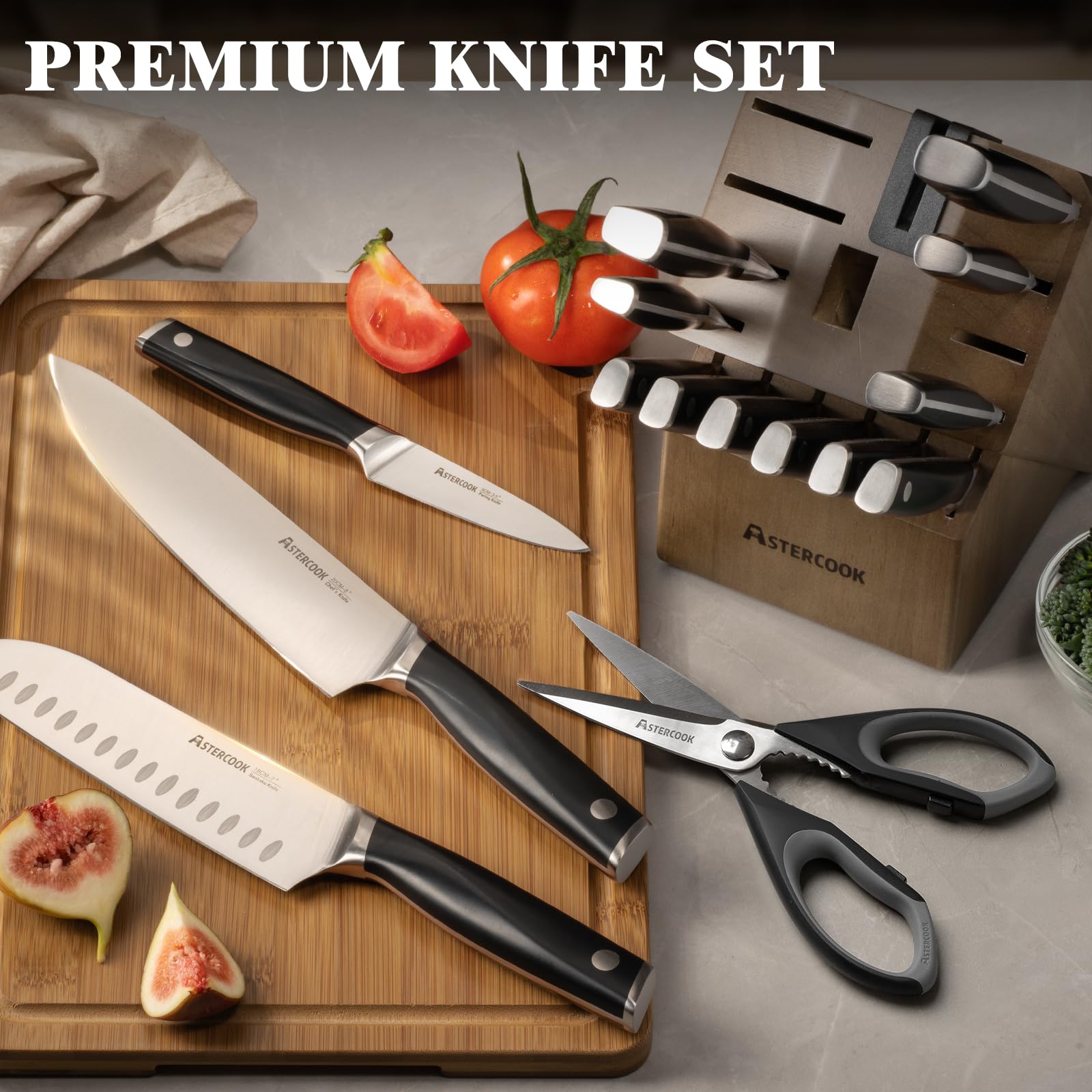 Astercook paring and utility knives detail showing precise control for small tasks
