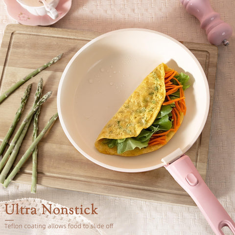 Astercook removable handle locked onto pan demonstrating secure grip advantage