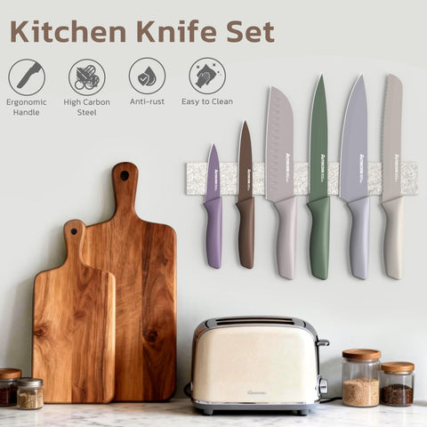 Astercook santoku blade angle highlighting non-stick finish benefit