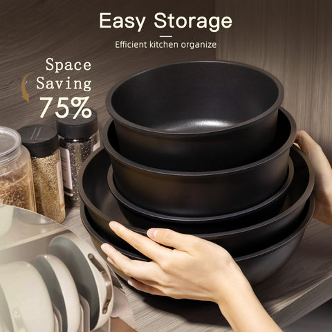 Astercook cookware next to hand showing real-world size and scale advantage