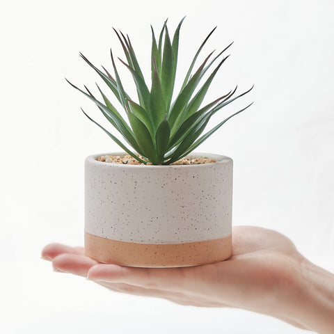 ASTRIDIA ceramic pot with terracotta bottom detail showing quality finish and contrast