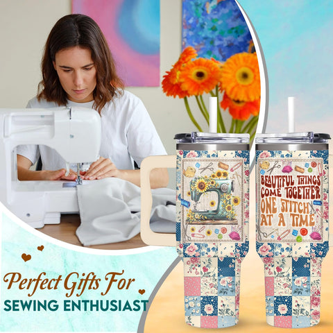 AT2Z GLOBAL close-up of sewing-themed print highlighting clear stitching motif benefit