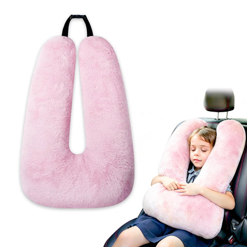 Atablyn front view of pink travel pillow showing shape and comfort