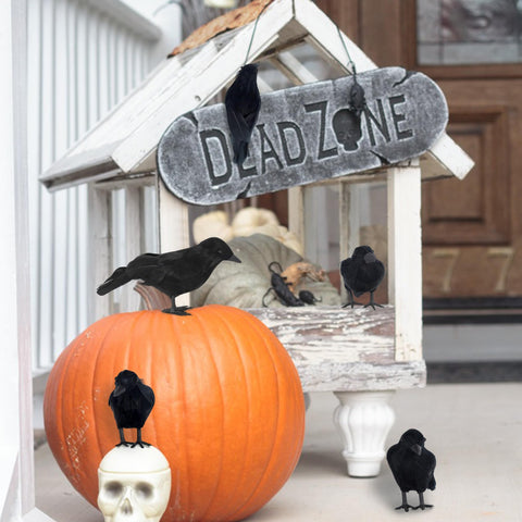 ATDAWN group of crows lining porch steps to enhance Halloween entrance appeal