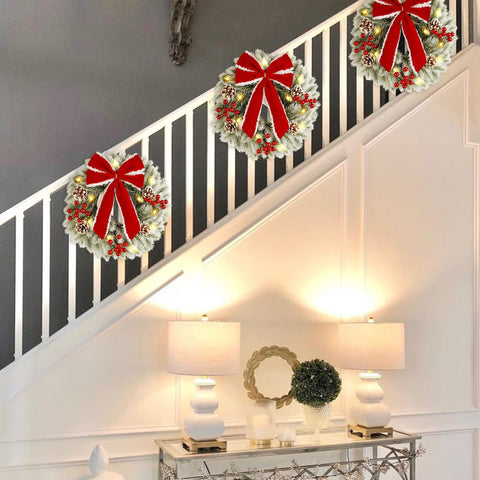 ATDAWN wreath next to door handle showing 15-inch scale