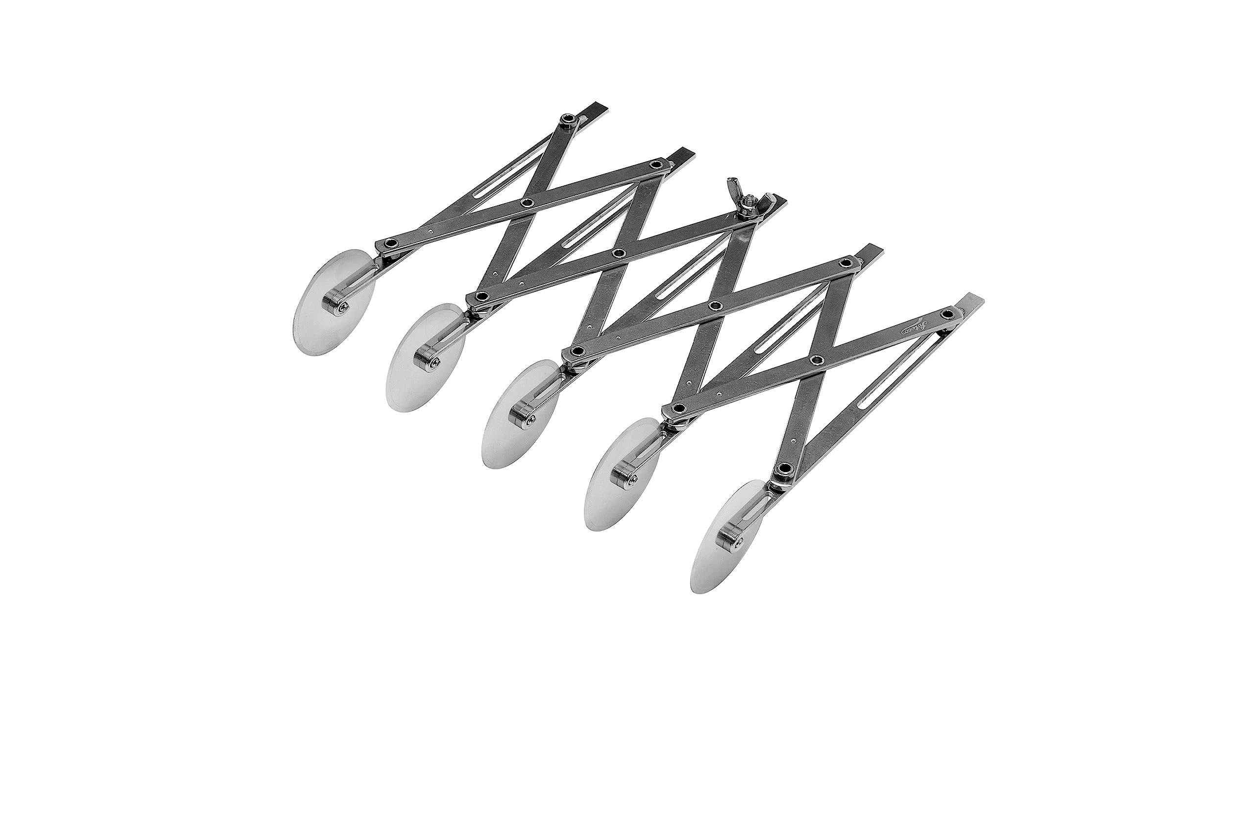 Ateco front view of 5-wheel cutter showing sturdy frame and wheels for fast portioning