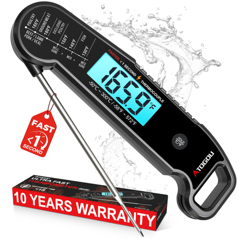 Atogou thermometer front view showing compact body and probe for quick temperature checks