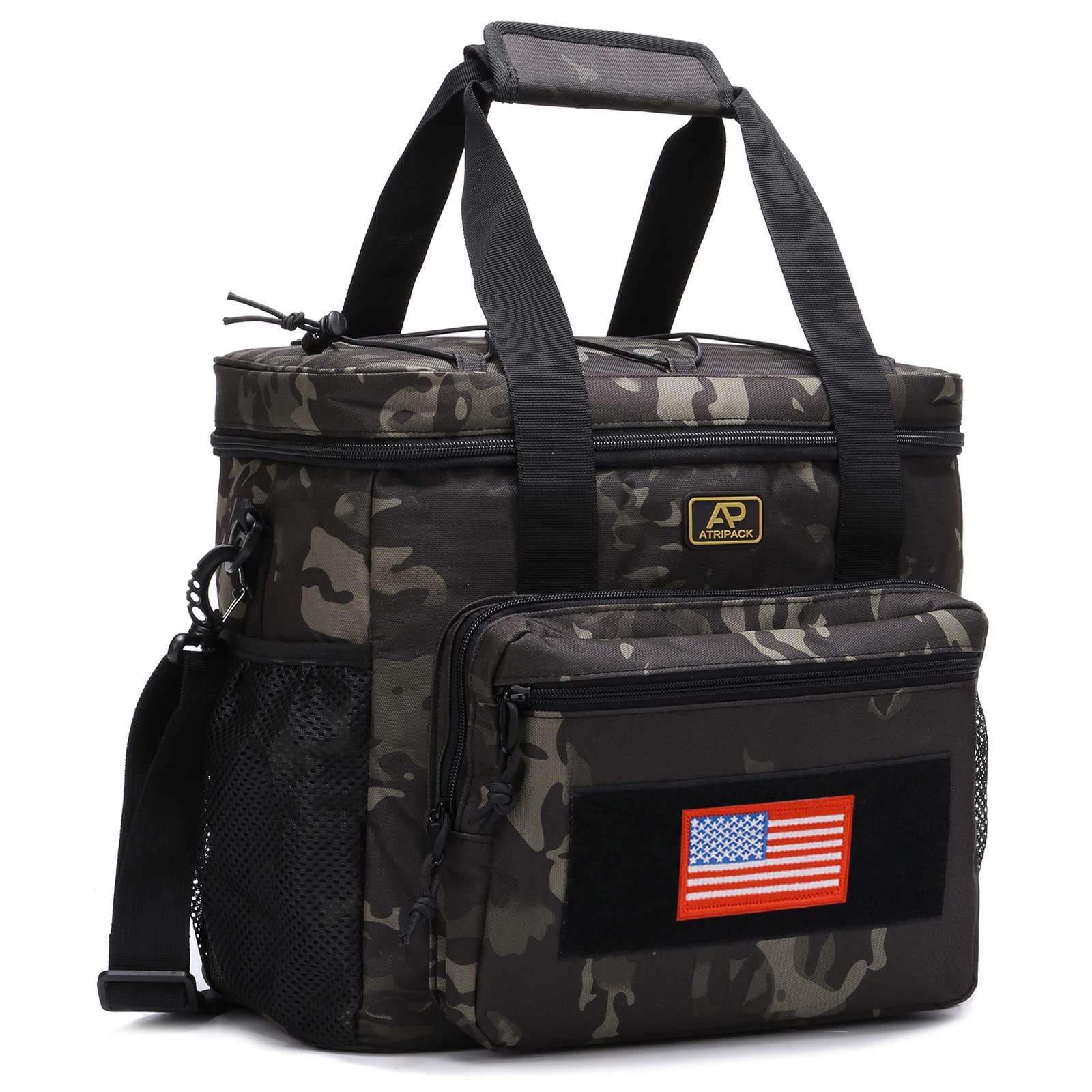 ATRIPACK front view showing organized pockets and durable exterior for easy access