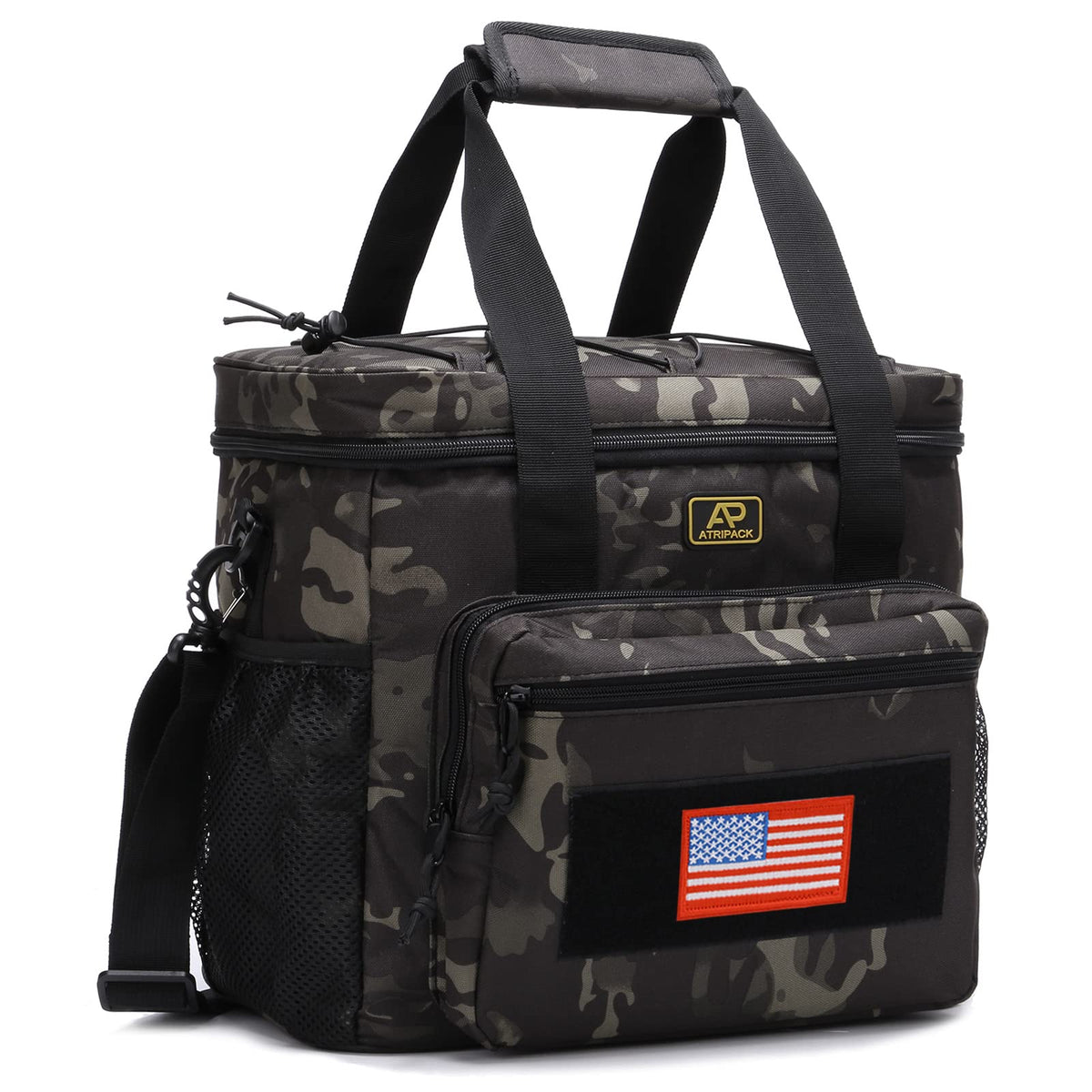 ATRIPACK front view showing organized pockets and durable exterior for easy access