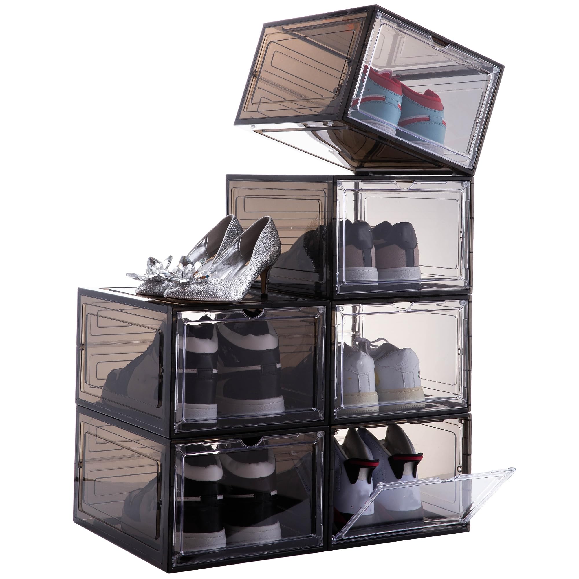 Attelite front view showing six clear shoe boxes for quick identification