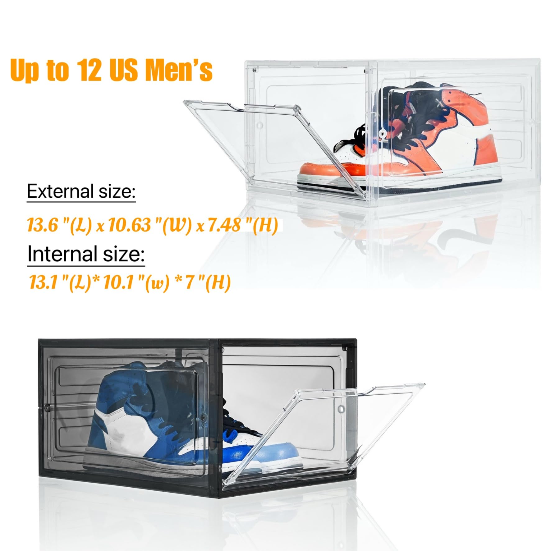 Attelite box size comparison with hand illustrating X-Large fit for bulky sneakers