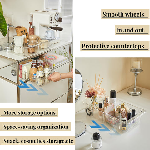 Attelite drawer next to cans showing dimensions and space-saving benefit