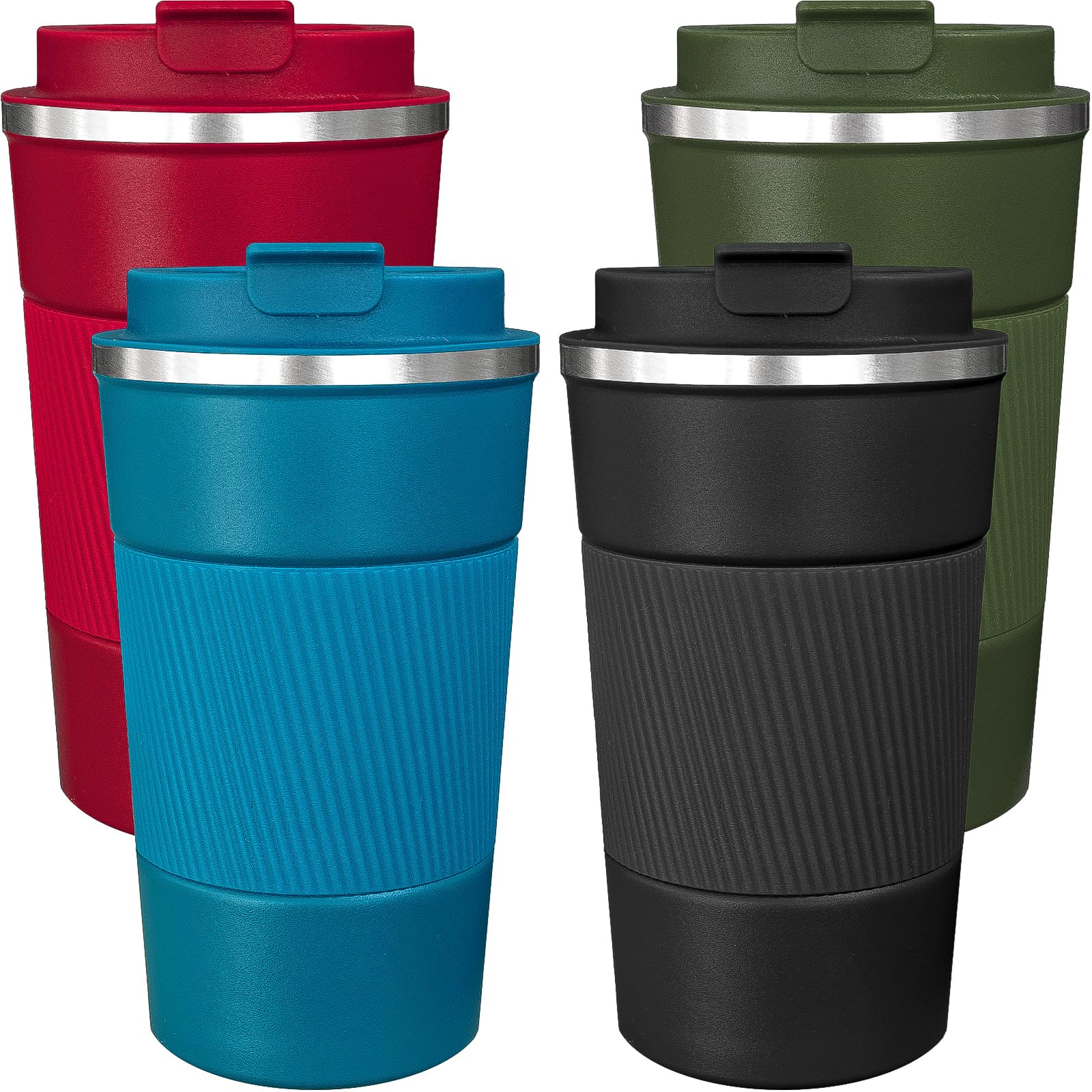 ATZNZIK front view of 4-pack colorful tumblers shows convenience and variety