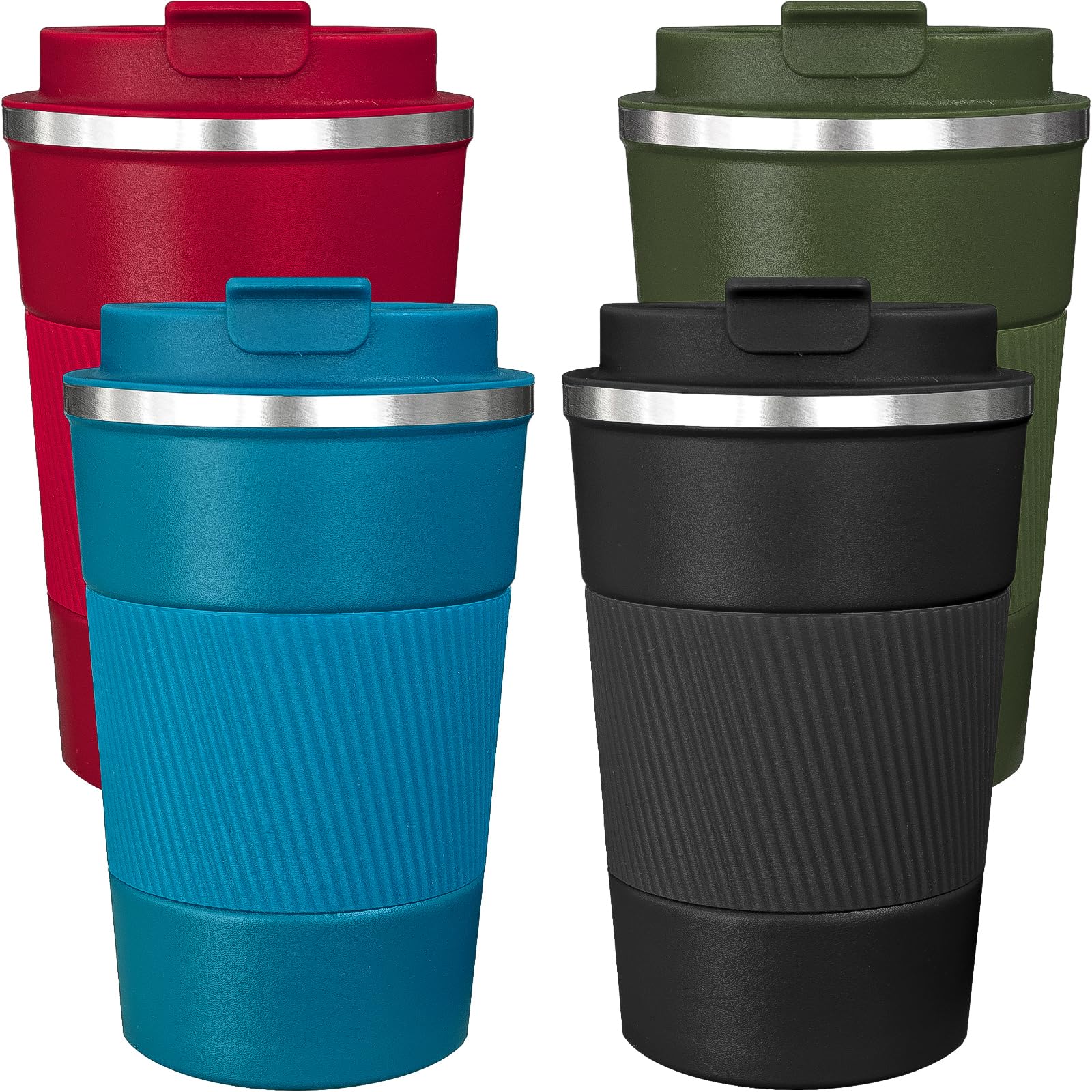 ATZNZIK front view of four-pack tumbler set showing colors and packaging benefit