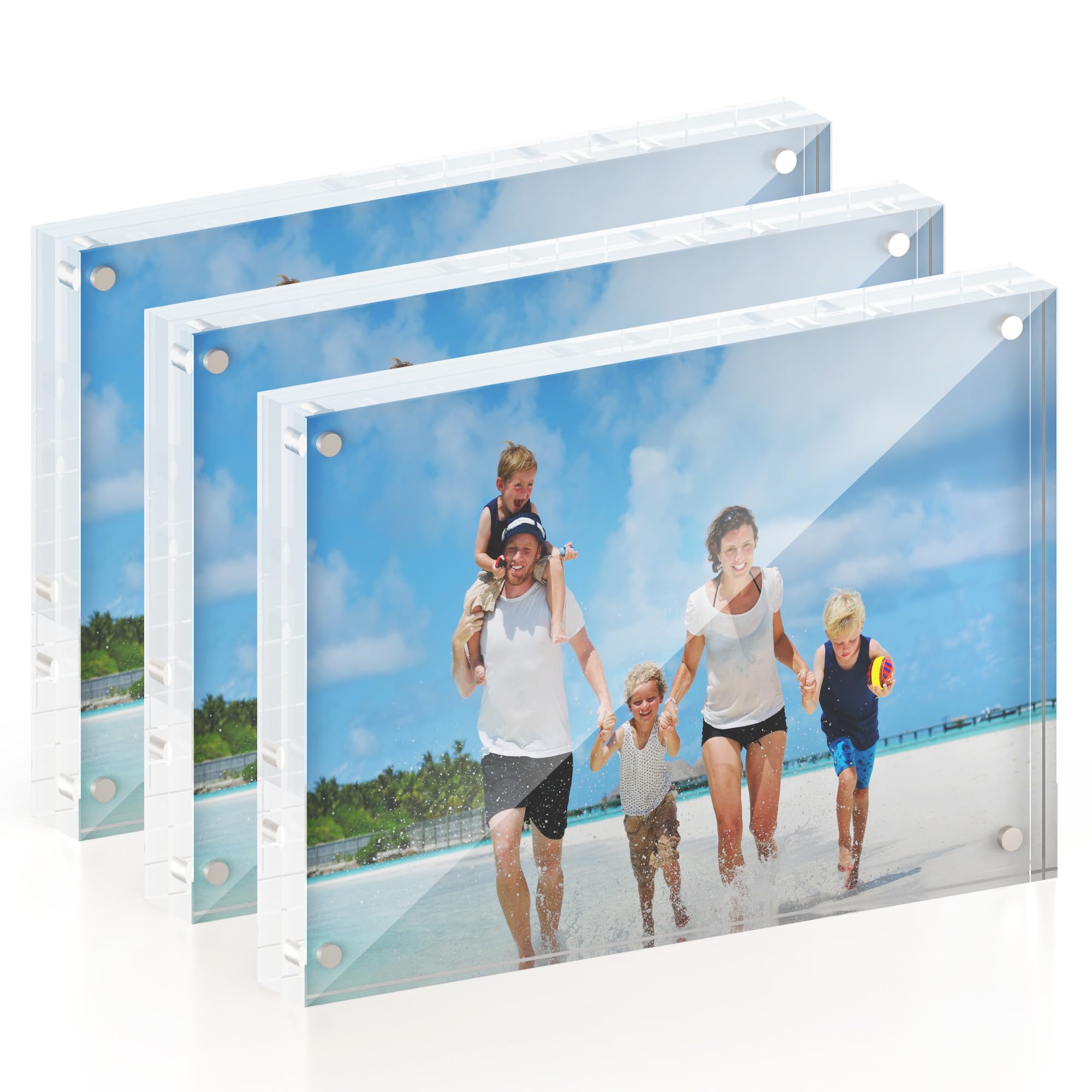 ATZYmolin front view of 5x7 acrylic frame showing clear photo display and modern style