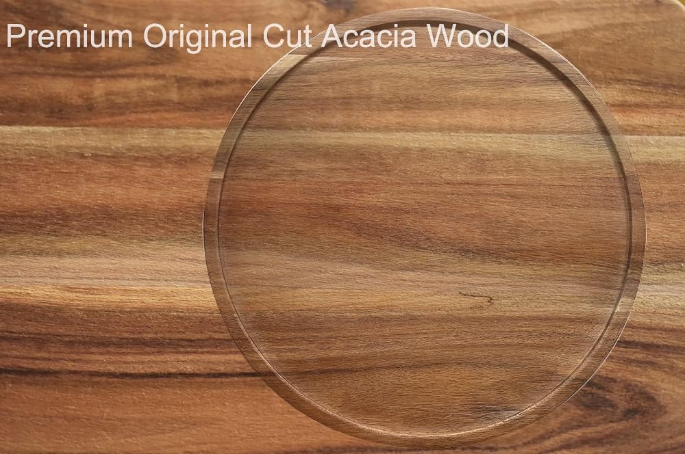 AUAM acacia lazy susan organizing pantry shelf showing tidy bottles and jars benefit