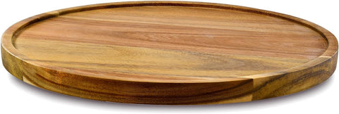 AUAM acacia lazy susan front view showing smooth wooden finish and compact profile
