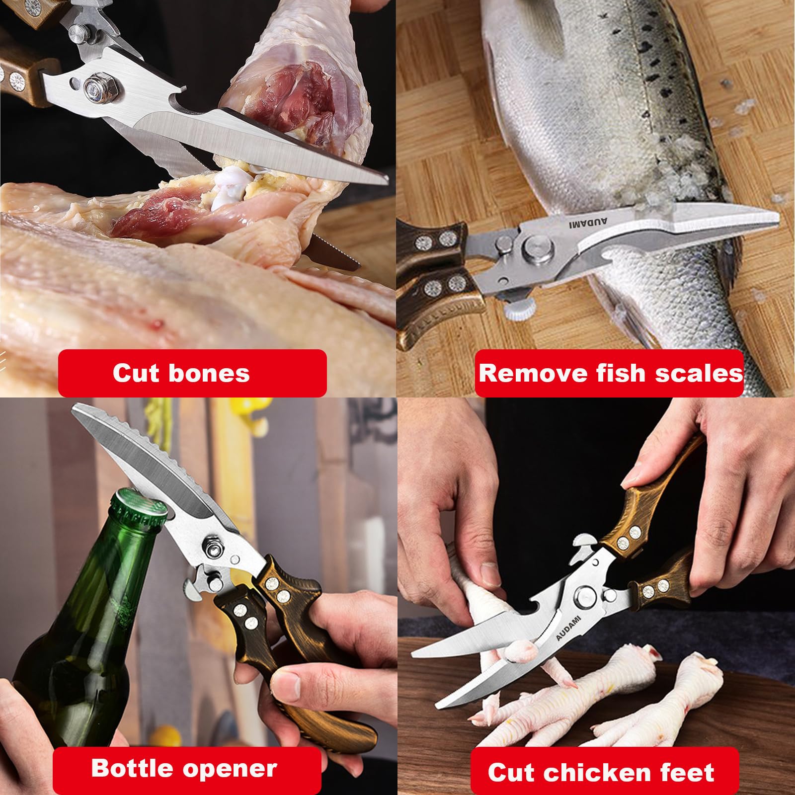AUDAMI scissors slicing vegetables and herbs for fast prep and clean cuts benefit