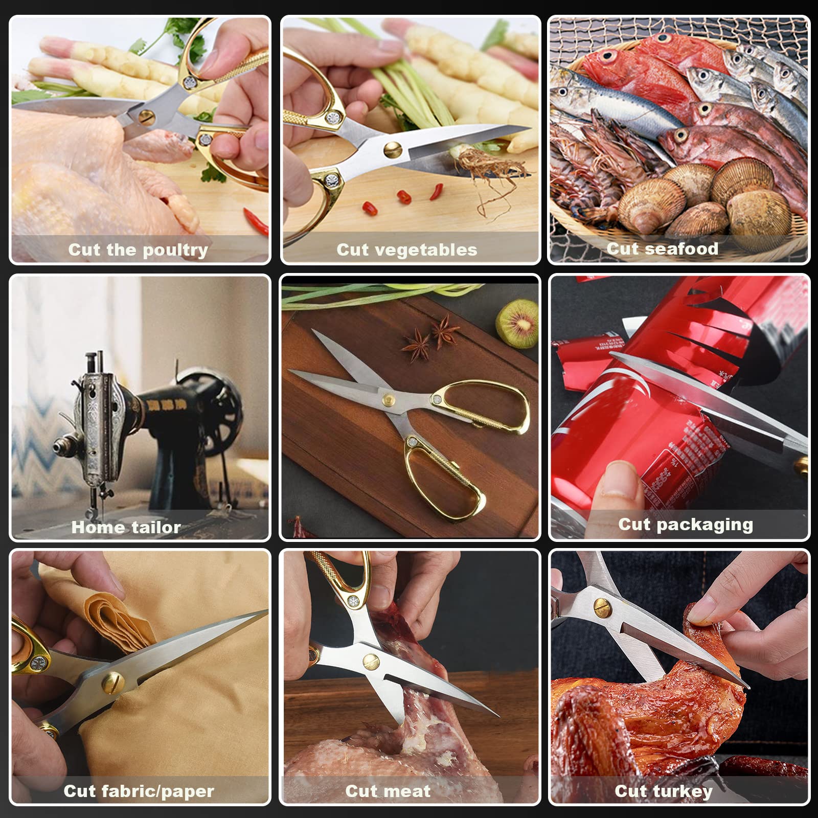 AUDAMI poultry shear cutting through turkey joint to save effort and time