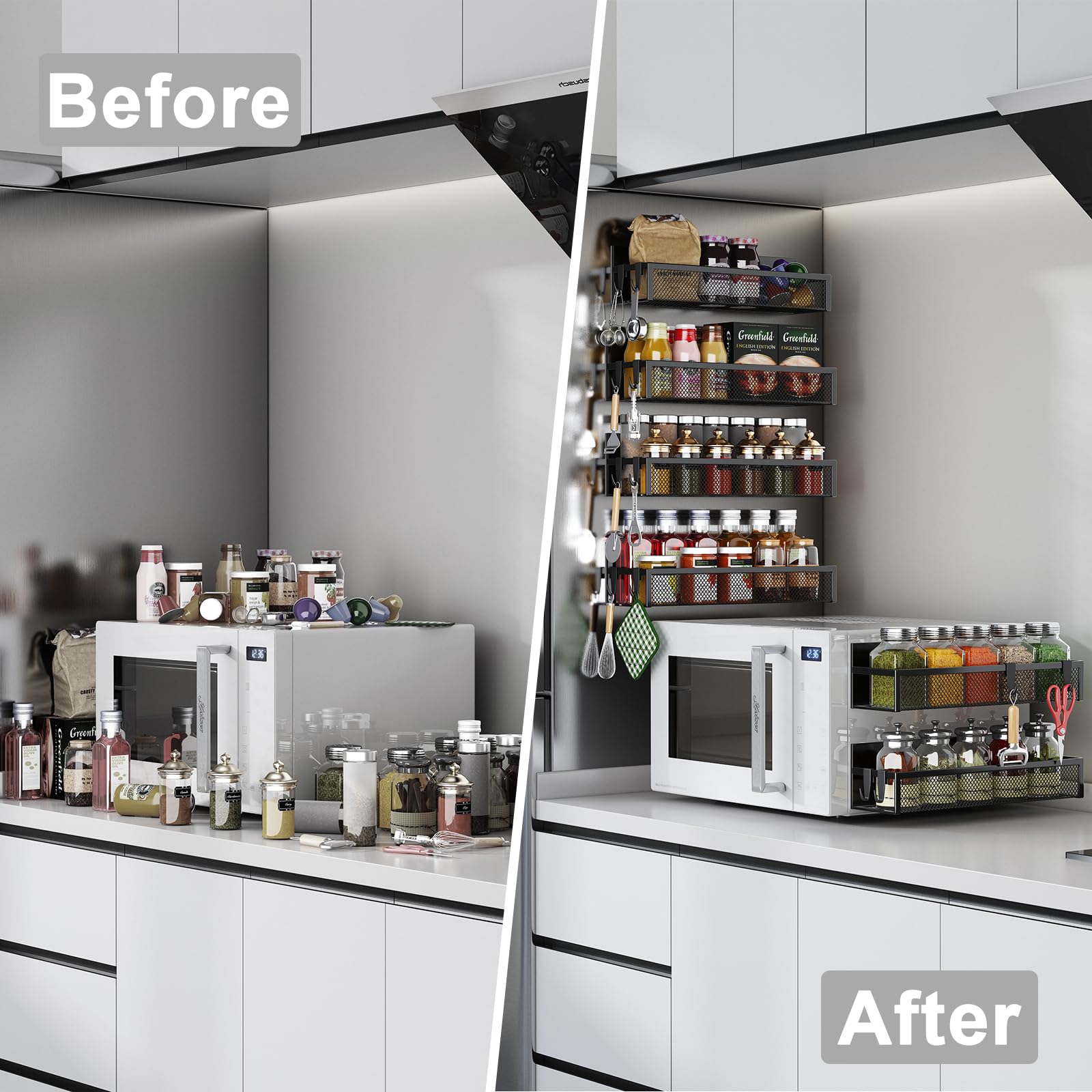 Aufworld movable hooks hanging utensils to expand storage versatility