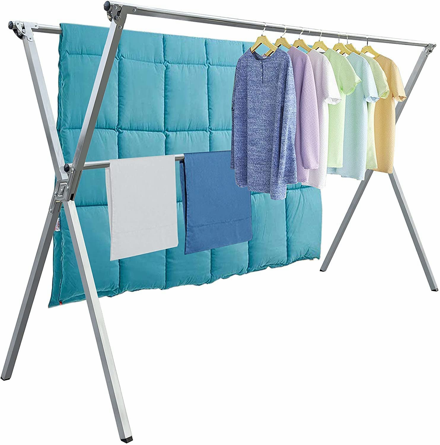 AUGMIRR front view full-size rack showing sturdy frame and many hanging bars for heavy loads