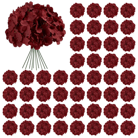 Auihiay front packaging showing 64 burgundy hydrangea heads, easy event prep
