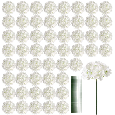 Auihiay front view of ivory hydrangea heads showing full bulk and realistic look