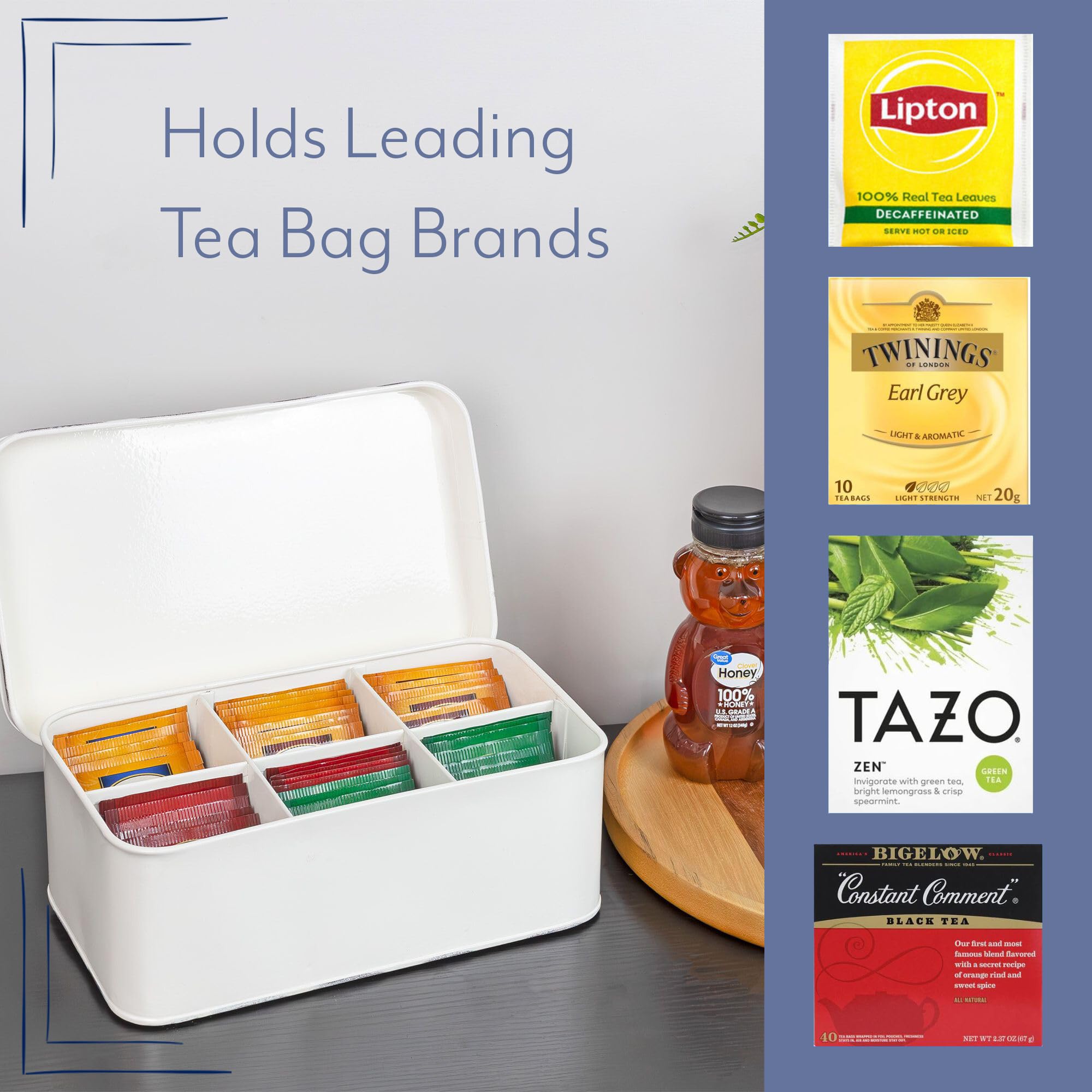 AuldHome Design tea box with loose tea demonstrating food-safe storage benefit