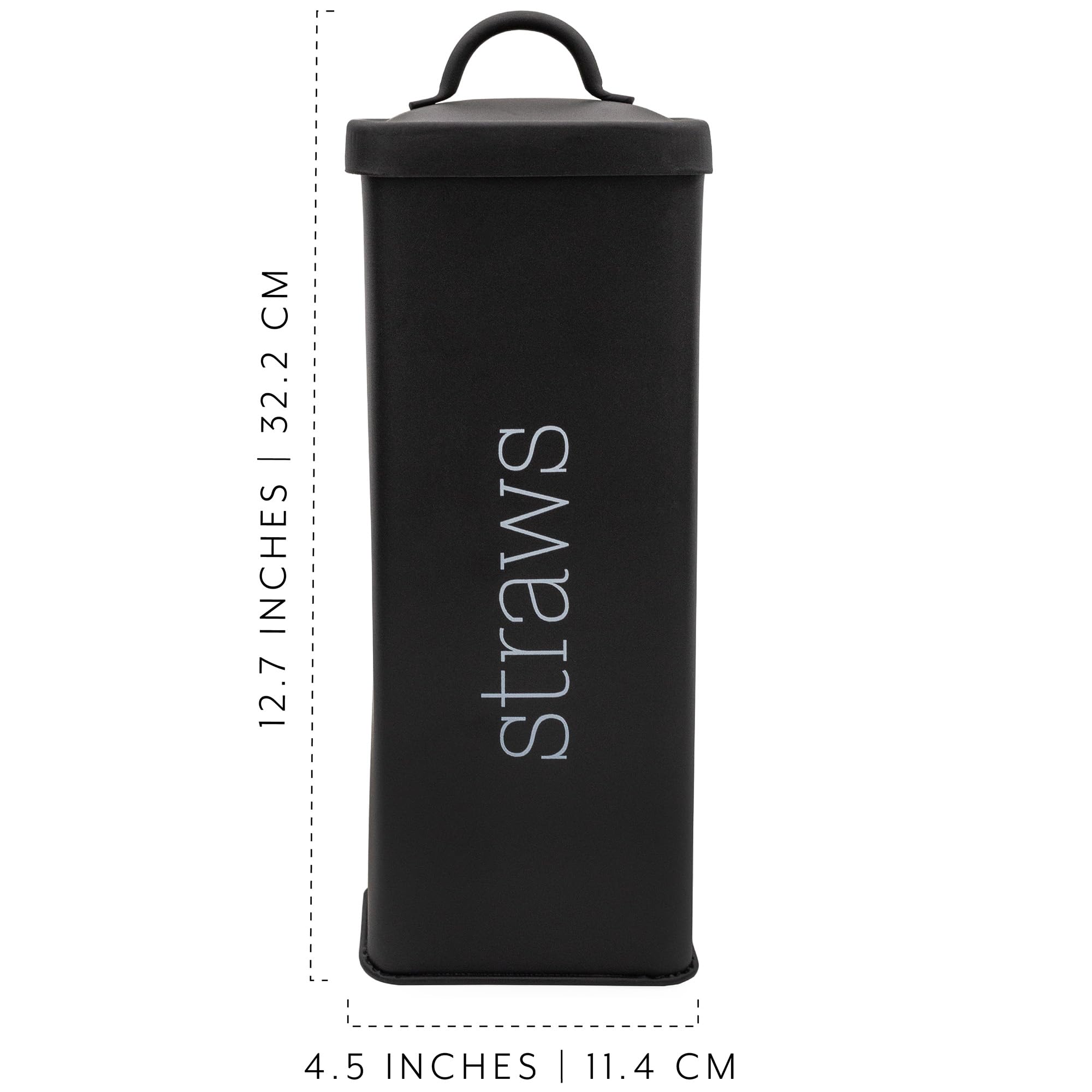 AuldHome Design canister holding thick boba straws showing compatibility with large straws