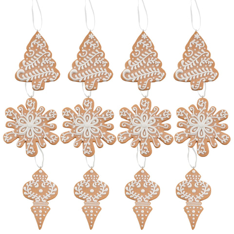 AuldHome Design front view of gingerbread cookie ornaments shows warm vintage charm