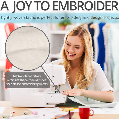 Aunti Em's Kitchen flat towel prepared for embroidery showing ideal surface for stitching