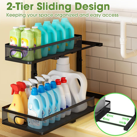 AURIKAR kitchen installed lifestyle showing tidy under-sink organization