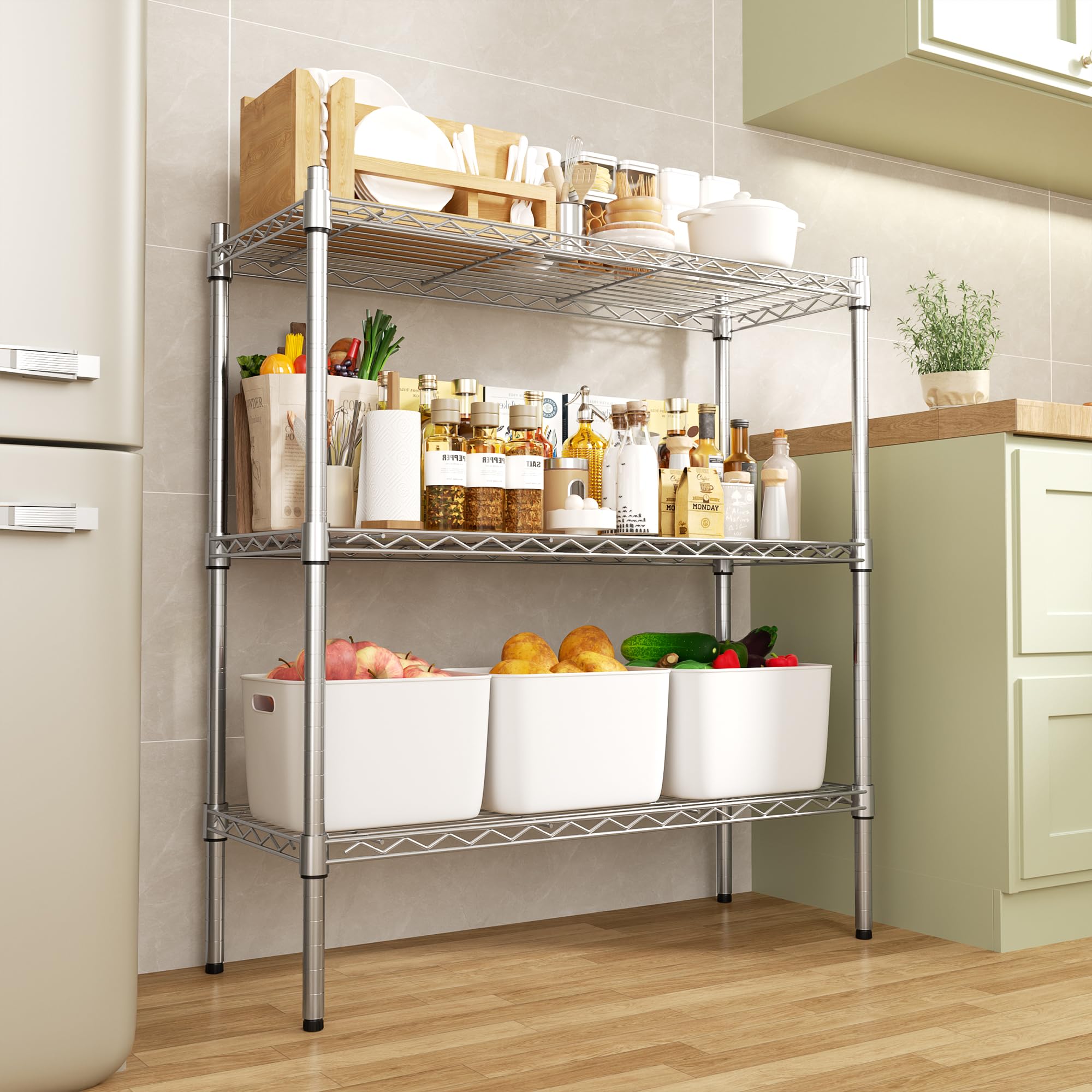 Auslar close-up of wire shelf texture highlighting sturdy rust-resistant finish
