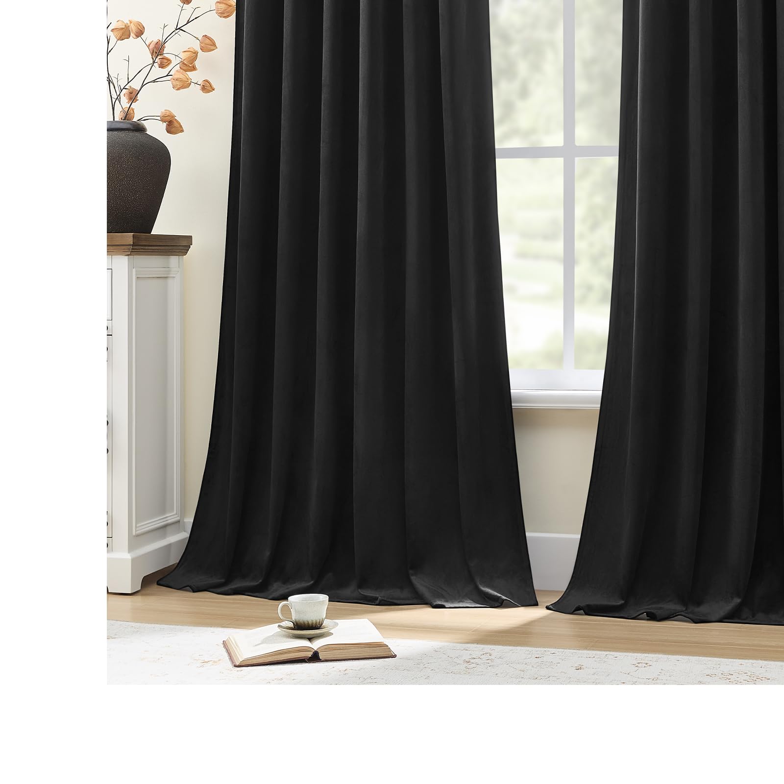 AUSSPVOCT curtains hung in a bedroom demonstrating improved privacy and ambiance