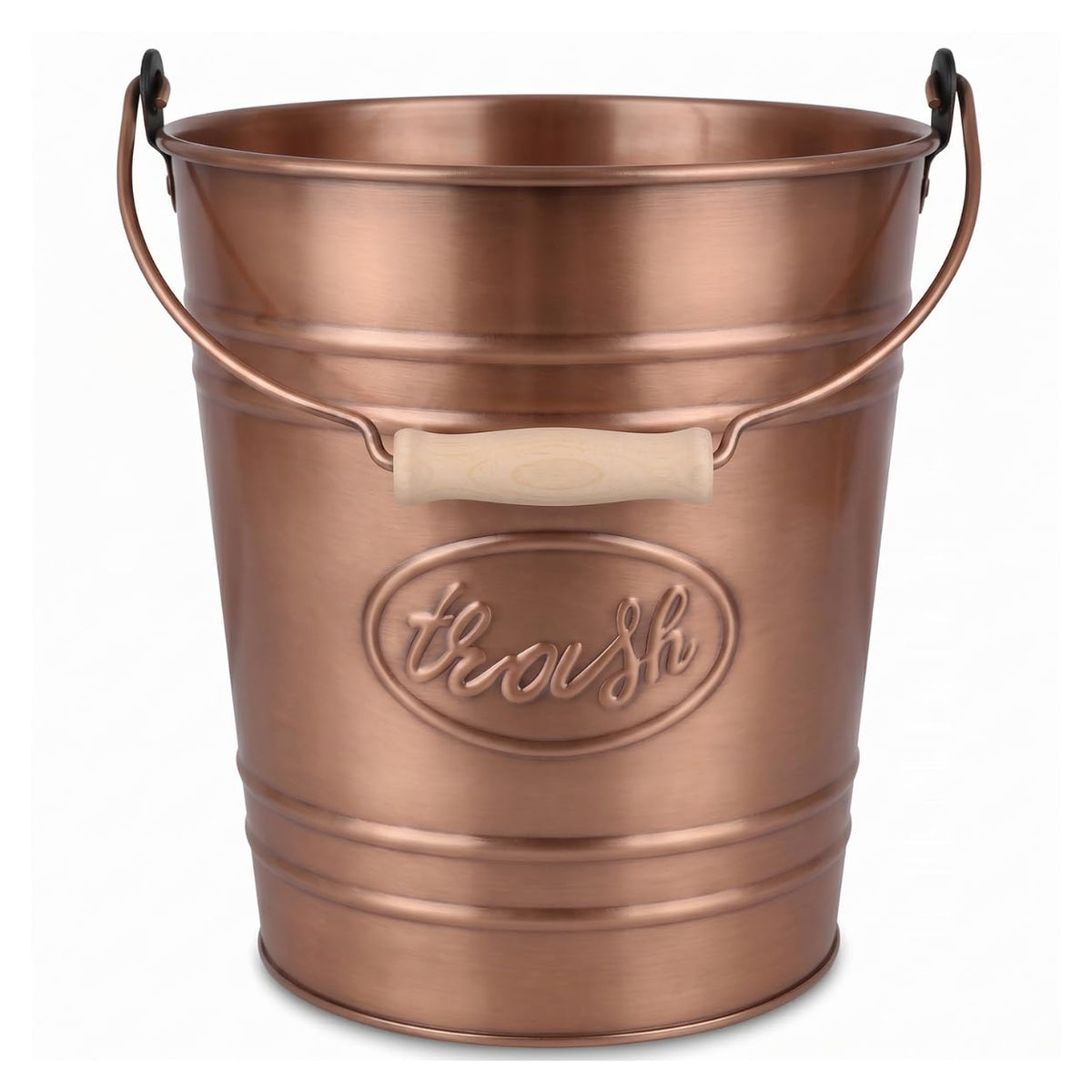 Autumn Alley front view copper trash can adds farmhouse charm and hides waste