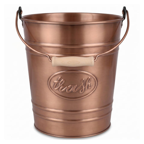 Autumn Alley front view copper trash can adds farmhouse charm and hides waste