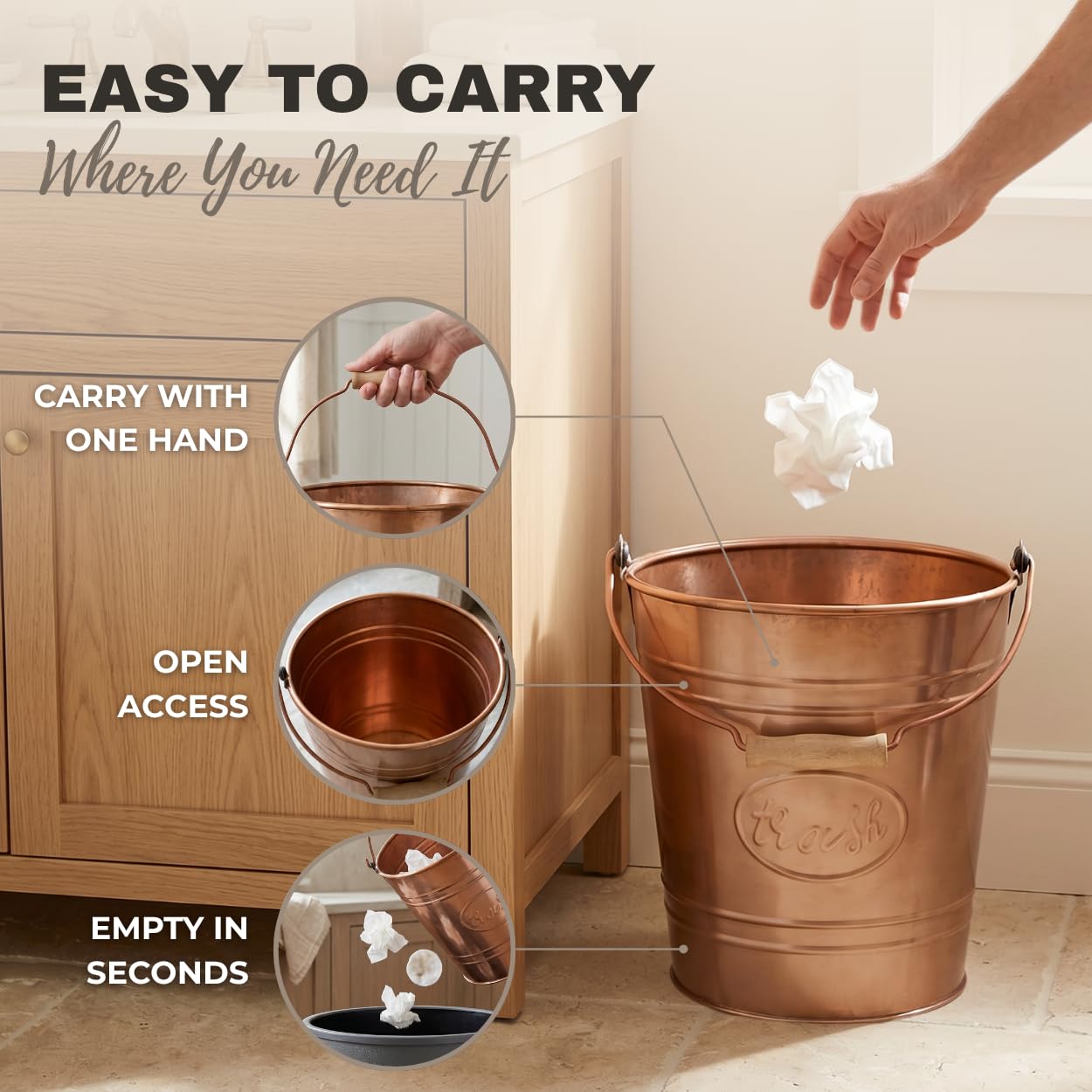 Autumn Alley in bathroom vanity setting complements farmhouse décor