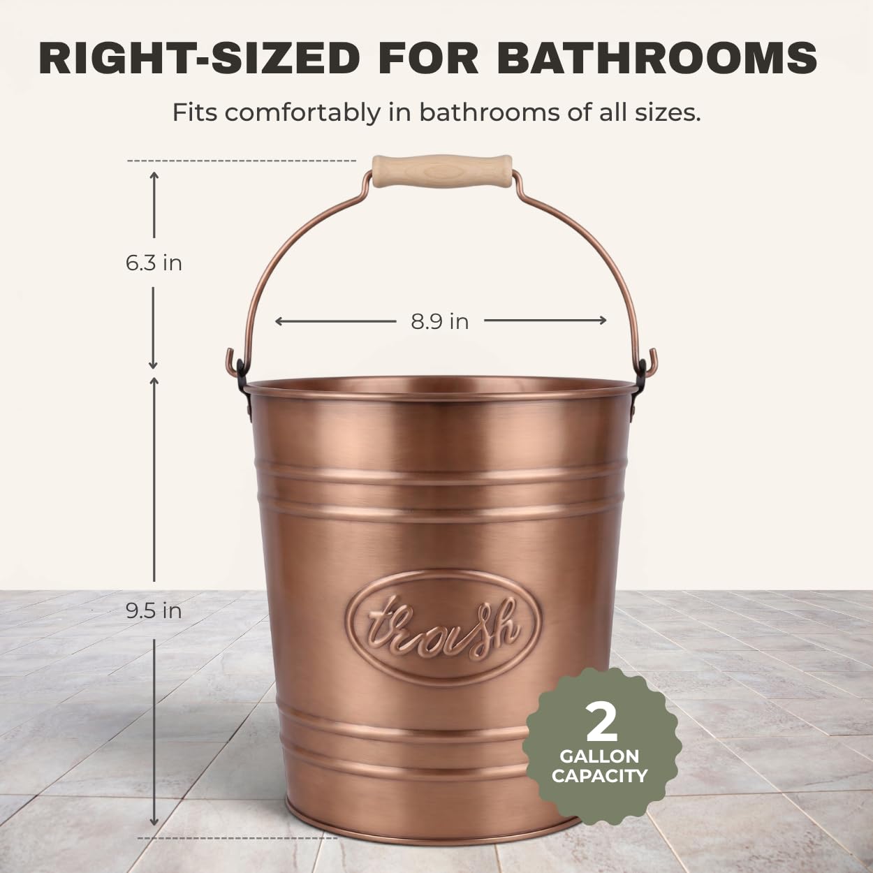 Autumn Alley scale next to toilet paper shows compact 7L capacity