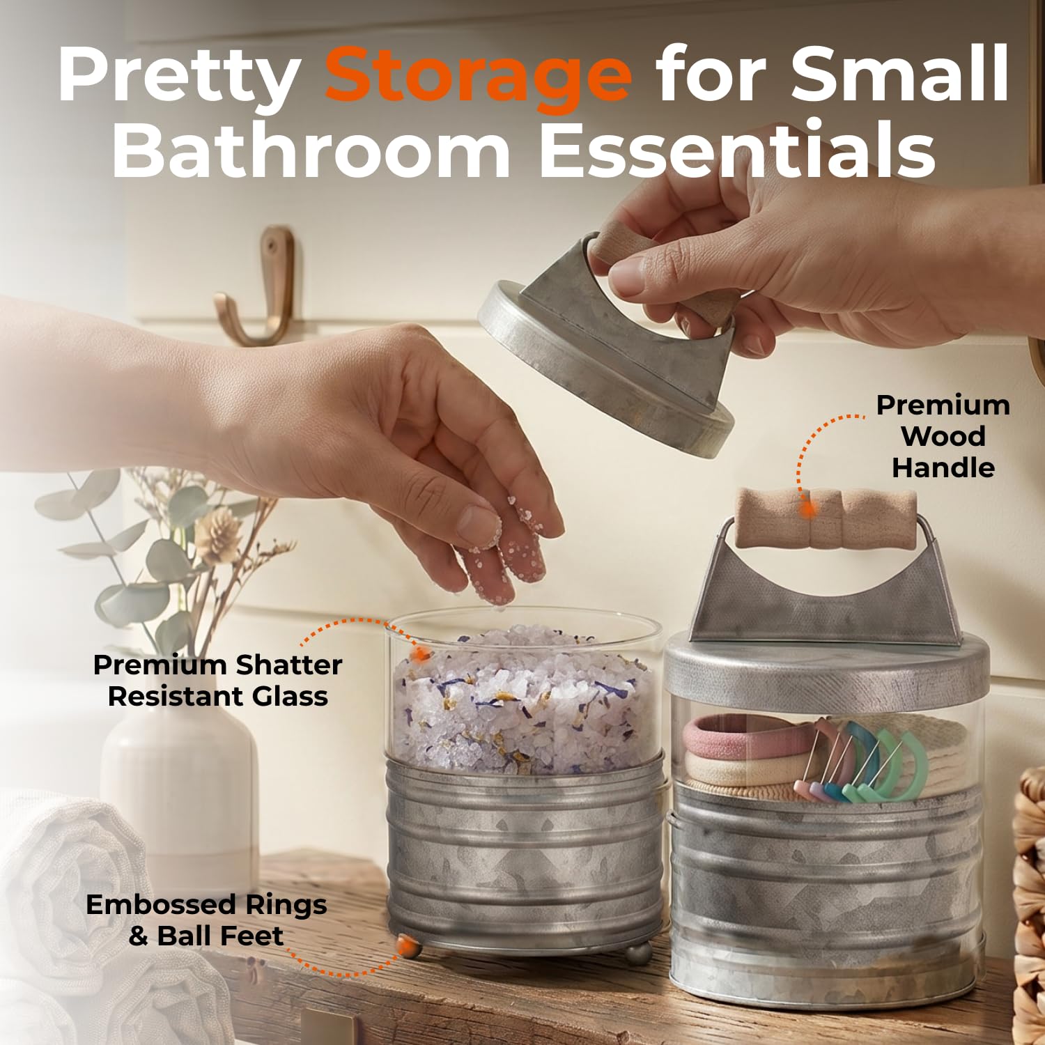Autumn Alley styled on bathroom vanity enhances coordinated decor