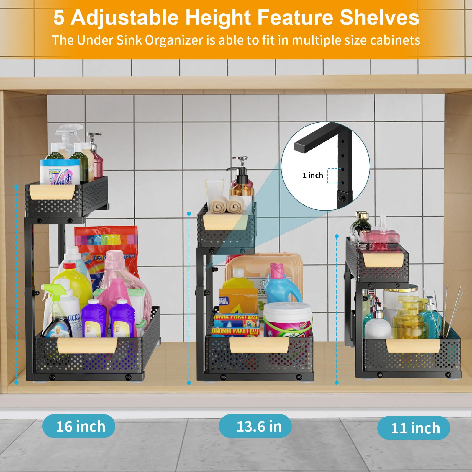 auzev installed in kitchen cabinet showing organized bottles and accessibility