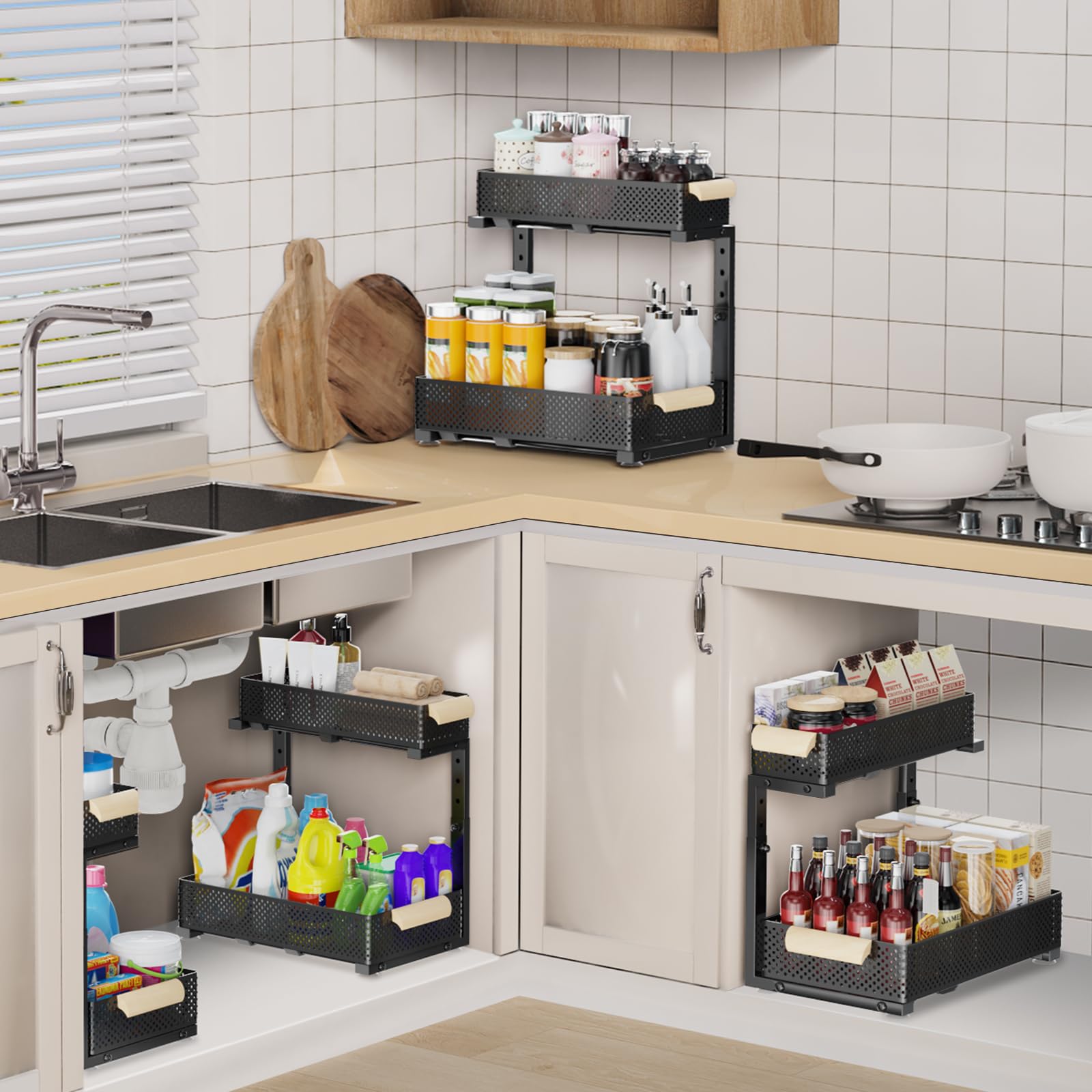 auzev suction foot detail under cabinet showing tool-free secure installation