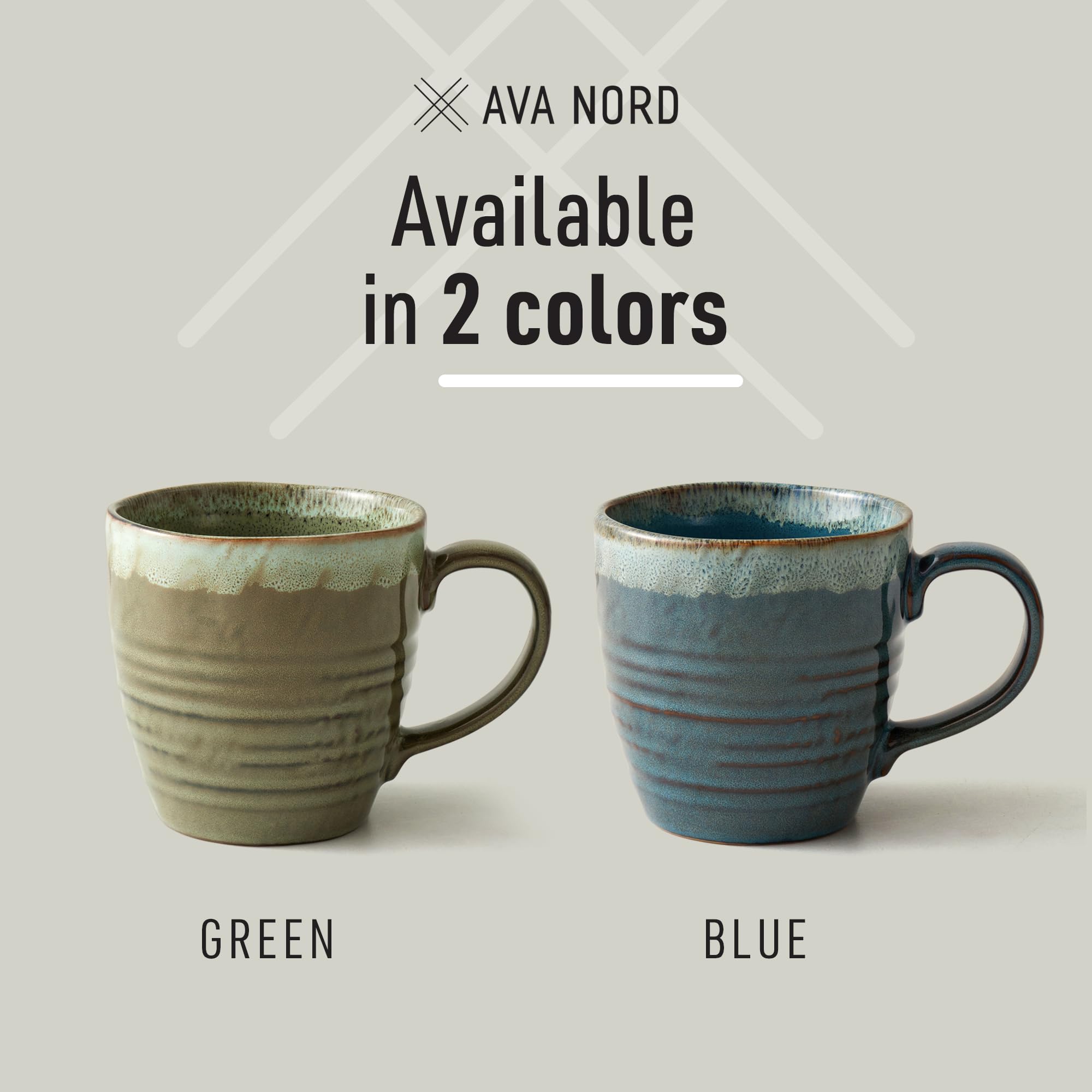 Ava Nord mug filled with latte demonstrating 14 oz capacity and beverage presentation benefit
