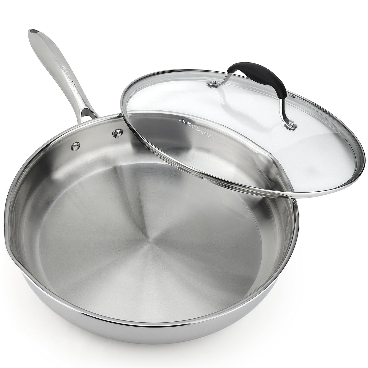 AVACRAFT 12-inch front view with lid showing capacity and sleek profile for even cooking