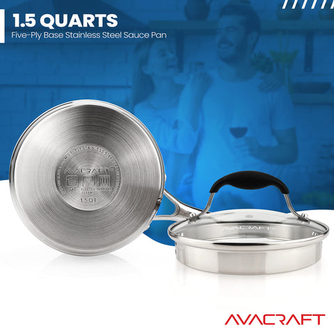 AVACRAFT saucepan on induction cooktop illustrating fast, even heating