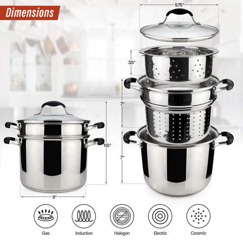 AVACRAFT pasta insert lifted from pot for easy draining and safe handling