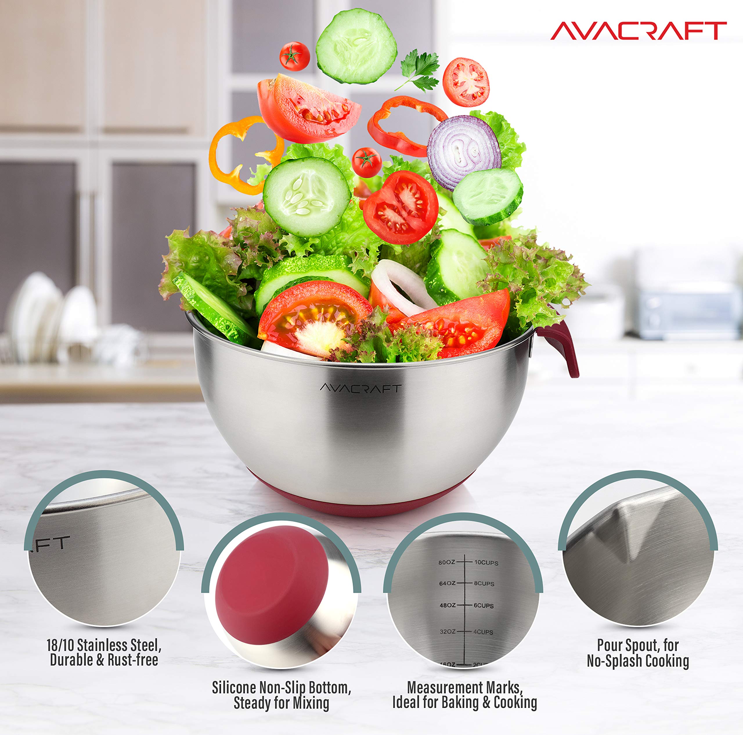 AVACRAFT pouring batter using pour spout for drip-free transfer benefit